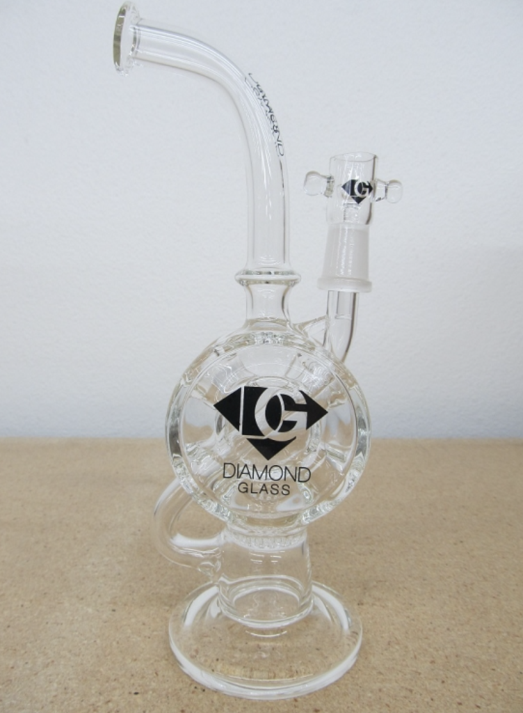 Diamond Glass 10" Crossed Tunnel Recycler 14mm w/ Dome & Nail